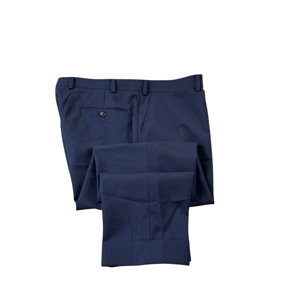Suit Supply Navy Blue Cerruti Wool Flat Front Travel Trouser Size 38x27